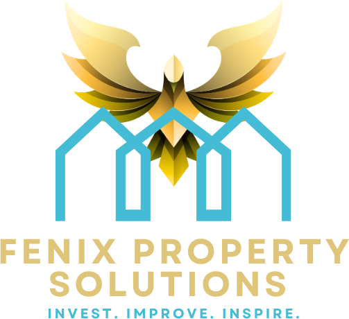 Fenix Property Solutions — a phoenix rising above three rooflines
